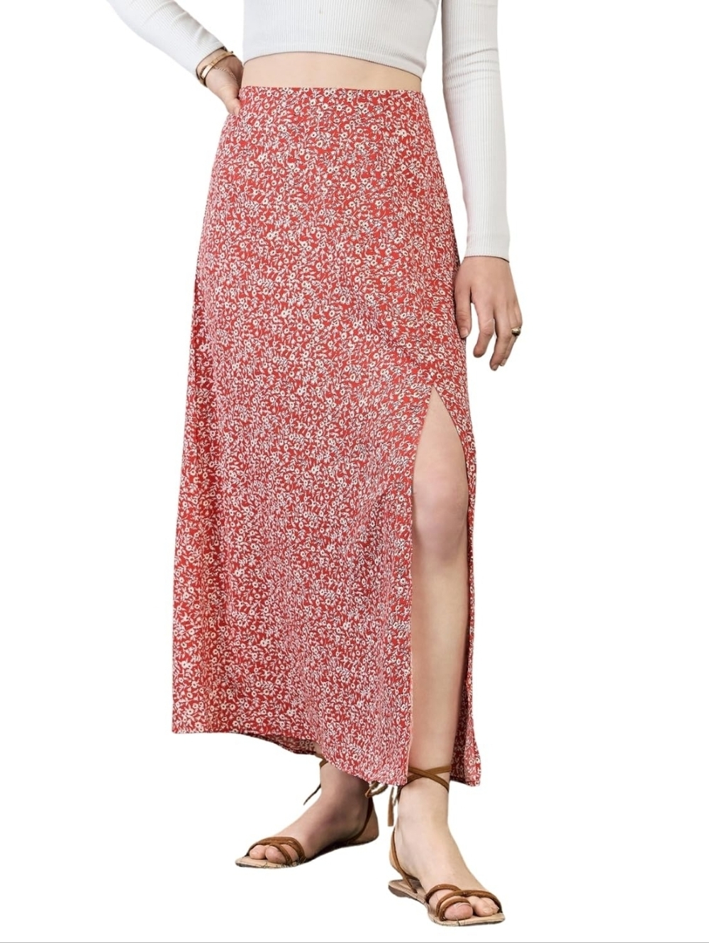 H&M Pink Floral Midi Skirt (AS IS)